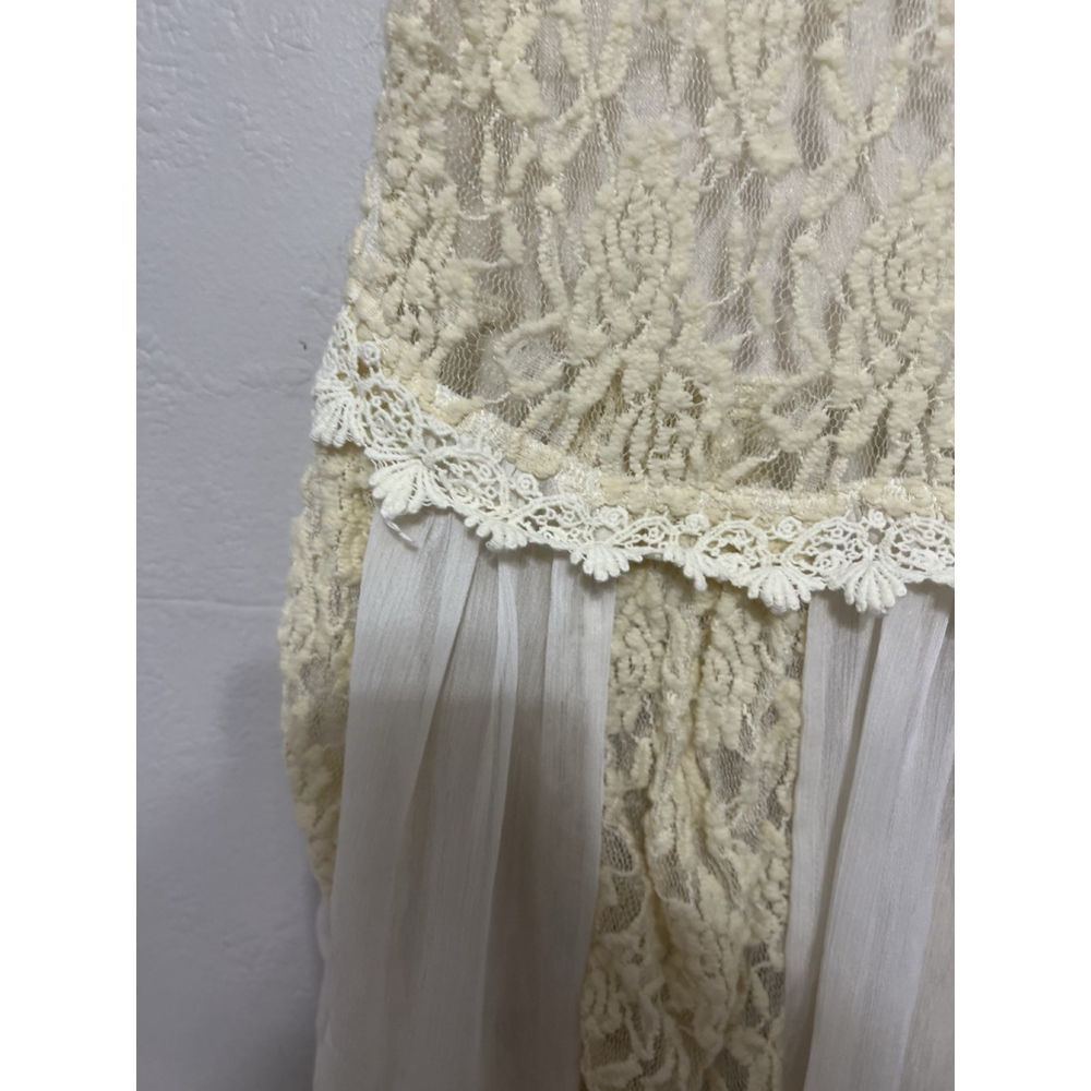 A'reve Cream L Sheer‎ Lace Crochet Trim Gauzy Fairy Whimsical Romantic Floral - Picture 9 of 16